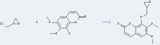 2H-1-Benzopyran-2-one,8-hydroxy-6,7-dimethoxy- can be used to produce 6,7-dimethoxy-8-oxiranylmethoxy-chromen-2-one with chloromethyl-oxirane.
